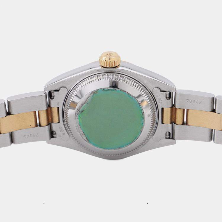 Pre Owned Rolex Datejust 69163 Automatic Black 18K Yellow Gold Stainless Steel Women's Wristwatch 26 mm