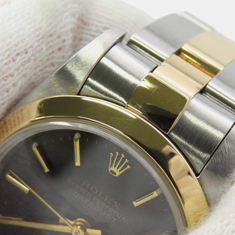 Pre Owned Rolex Datejust 69163 Automatic Black 18K Yellow Gold Stainless Steel Women's Wristwatch 26 mm