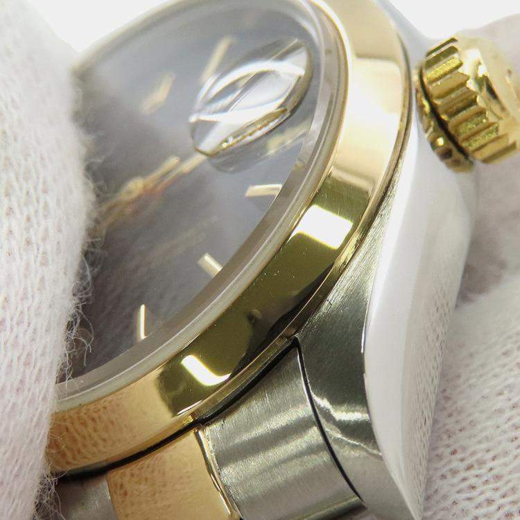 Pre Owned Rolex Datejust 69163 Automatic Black 18K Yellow Gold Stainless Steel Women's Wristwatch 26 mm