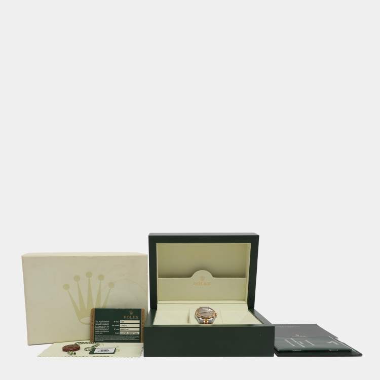 Pre Owned Rolex Datejust 178273 Black Mother Of Pearl Diamond 18K Yellow Gold Stainless Steel Women's Wristwatch 31 mm