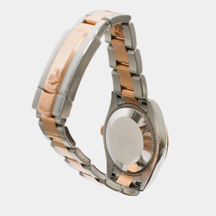 Pre Owned Rolex Datejust Automatic Pink Diamond 18k Rose Gold Stainless Steel Women's Wristwatch 31 mm