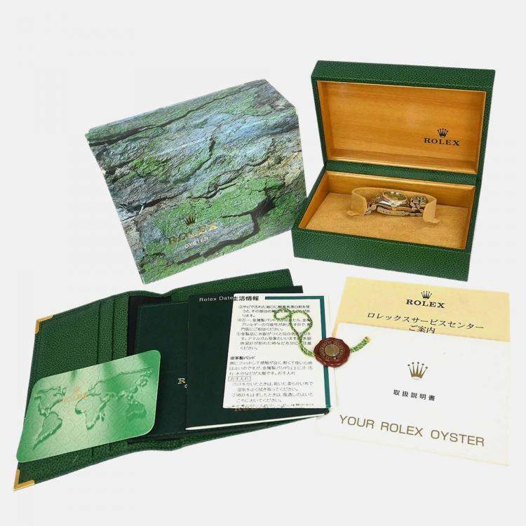 مملوكة مسبقًا Rolex Champagne 18k Yellow Gold Stainless Steel Datejust 69173 Automatic Women's Wristwatch 26 mm