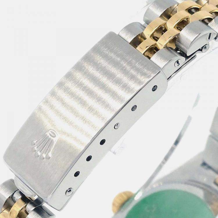 مملوكة مسبقًا Rolex Champagne 18k Yellow Gold Stainless Steel Datejust 69173 Automatic Women's Wristwatch 26 mm