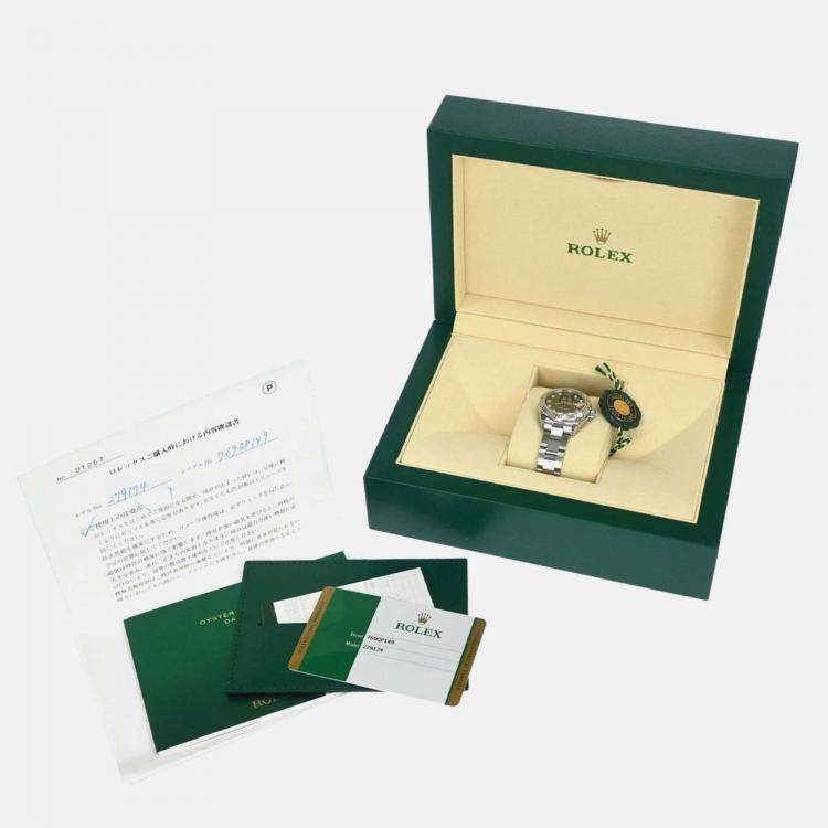 Pre Owned Rolex Datejust 279174 Automatic Black Stainless Steel Women's Wristwatch 28 mm