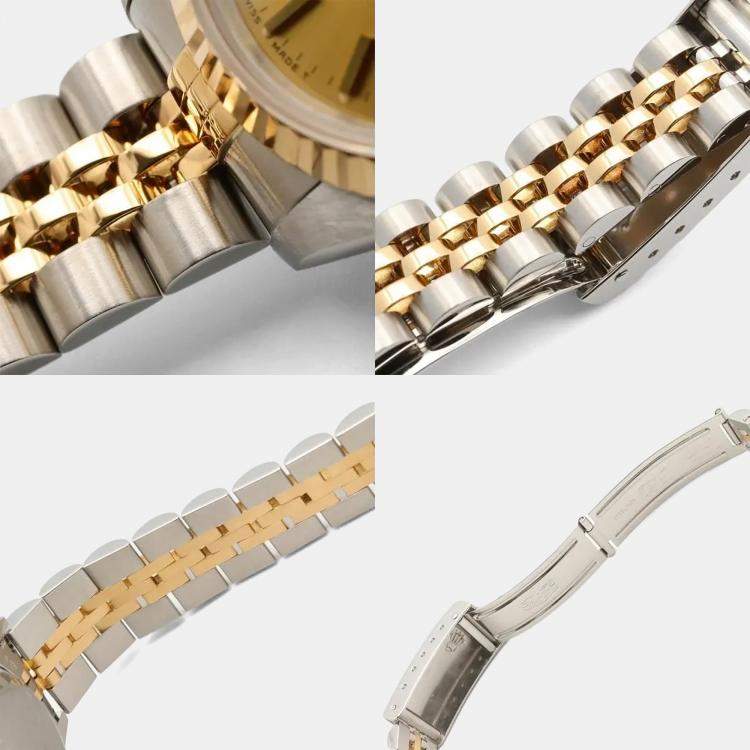 Pre Owned Rolex Datejust 69173 Automatic Champagne 18k Yellow Gold Stainless Steel Women's Wristwatch 26 mm