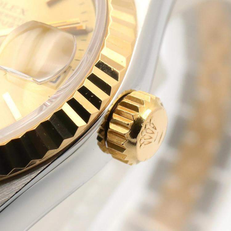 Pre Owned Rolex Datejust 69173 Automatic Champagne 18k Yellow Gold Stainless Steel Women's Wristwatch 26 mm