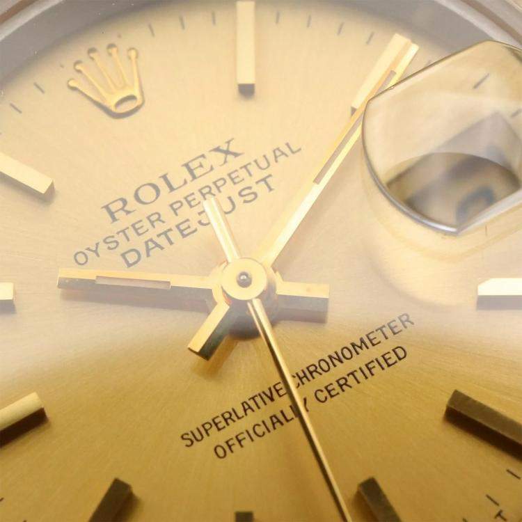 Pre Owned Rolex Datejust 69173 Automatic Champagne 18k Yellow Gold Stainless Steel Women's Wristwatch 26 mm