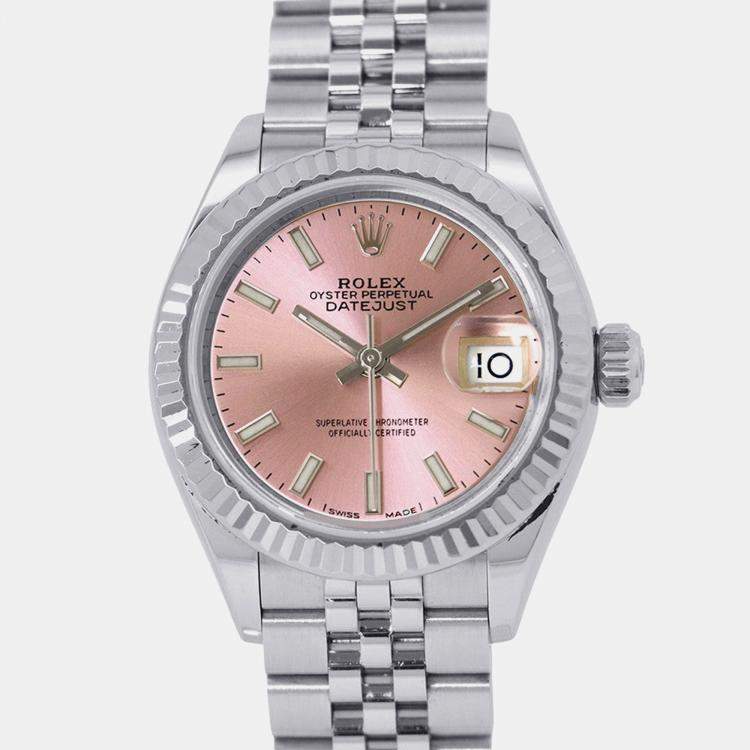 مملوكة مسبقًا Rolex Datejust 279174 Automatic Pink 18k White Gold Stainless Steel Women's Wristwatch 28 mm