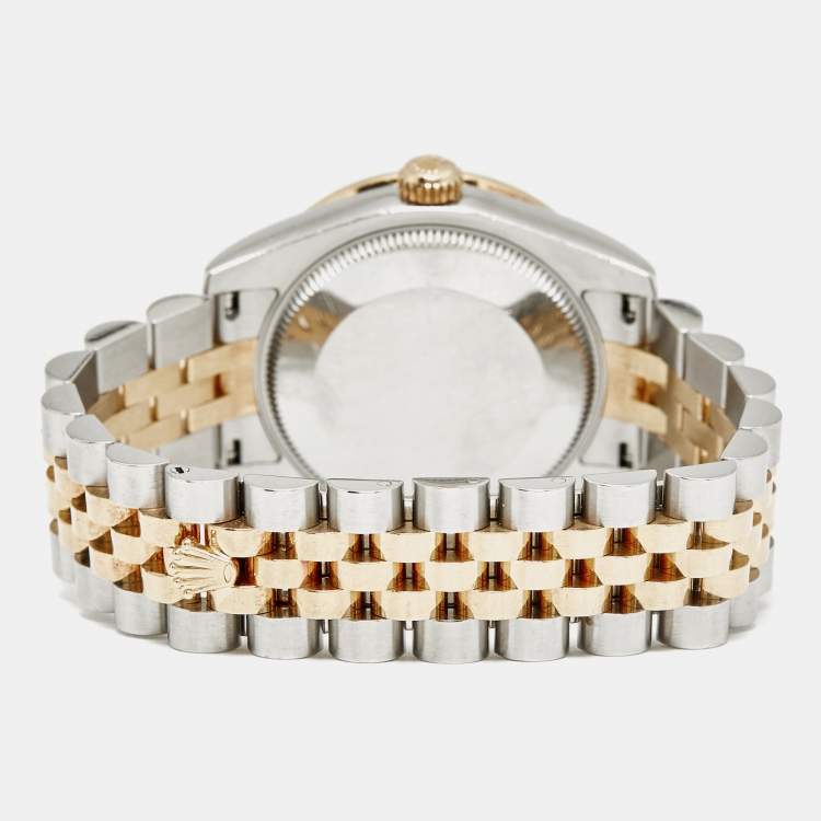 مملوكة مسبقًا ساعة يد نسائية رولكس ديتجاست 178383 إطار أخضر زيتوني ذهب أصفر عيار 18 وفولاذ مقاوم للصدأ 31 مم