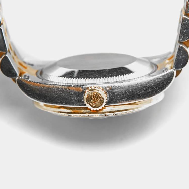 مملوكة مسبقًا ساعة يد نسائية رولكس ديتجاست 178383 إطار أخضر زيتوني ذهب أصفر عيار 18 وفولاذ مقاوم للصدأ 31 مم