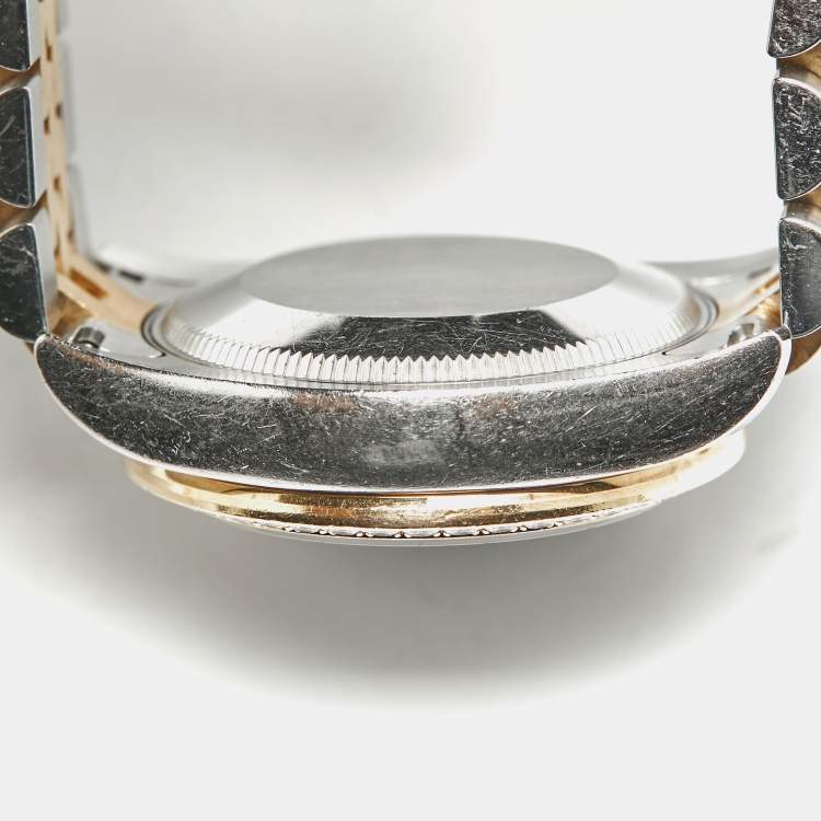 مملوكة مسبقًا ساعة يد نسائية رولكس ديتجاست 178383 إطار أخضر زيتوني ذهب أصفر عيار 18 وفولاذ مقاوم للصدأ 31 مم