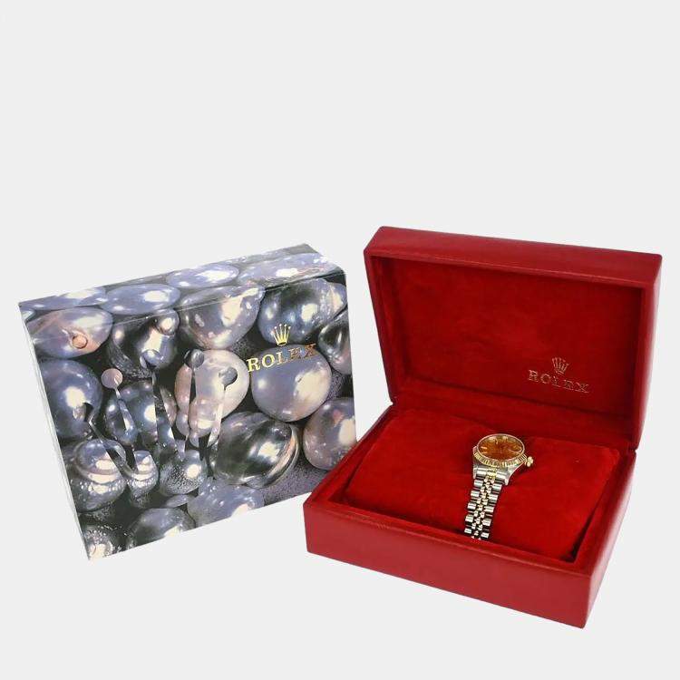 مملوكة مسبقًا Rolex Datejust 69173 Automatic Champagne 18k Yellow Gold Stainless Steel Women's Wristwatch 26 mm