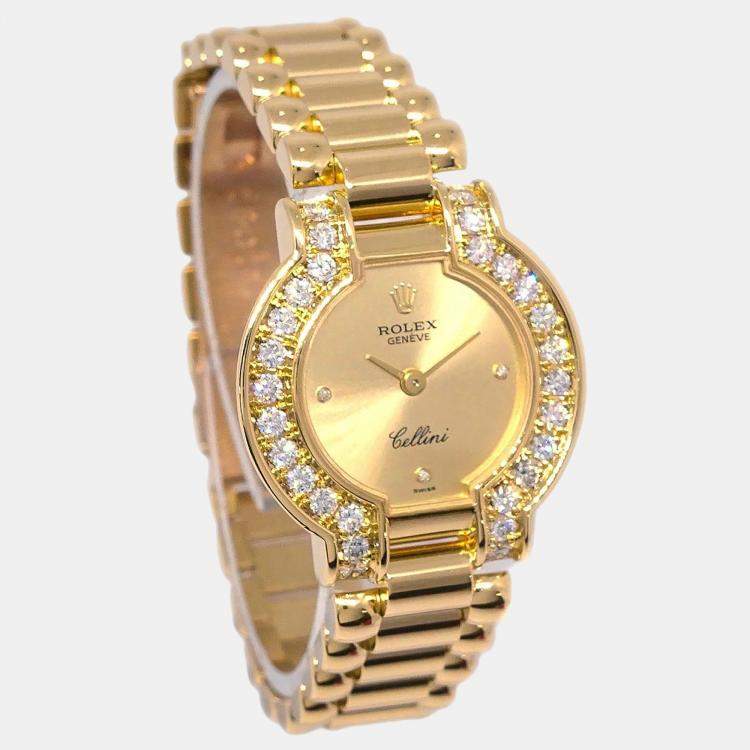 Pre Owned Rolex Cellini 2253 18k Yellow Gold Manual Winding Women's Wristwatch 24 mm