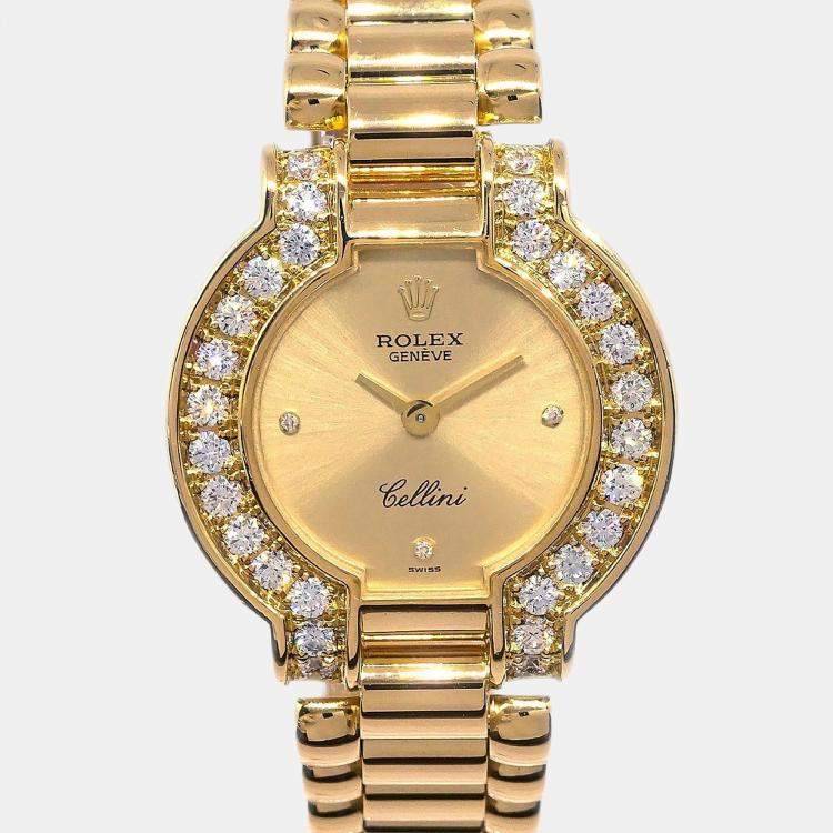 Pre Owned Rolex Cellini 2253 18k Yellow Gold Manual Winding Women's Wristwatch 24 mm