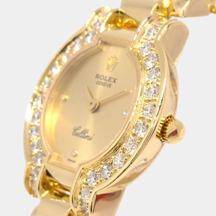 Pre Owned Rolex Cellini 2253 18k Yellow Gold Manual Winding Women's Wristwatch 24 mm