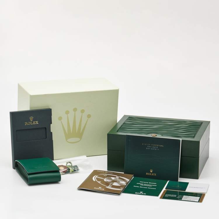 Pre Owned Rolex Day-Date 118205F Chocolate Brown Dial 18K Everose Gold Diamond Ruby Women's Wristwatch 36 mm