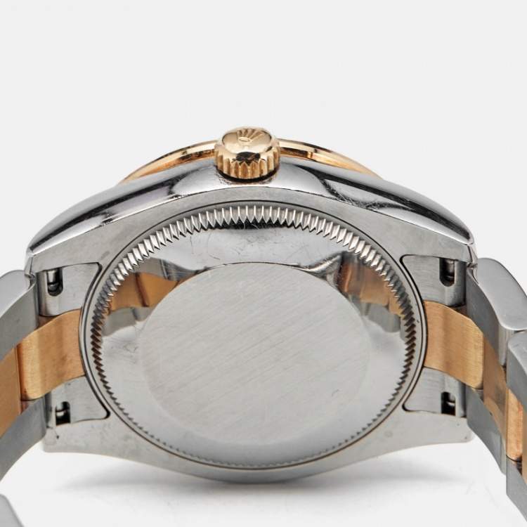 Pre Owned Rolex Datejust 178383-0020 White Mother Pearl Dial 18k Yellow Gold Stainless Steel Women's Wristwatch 31 mm