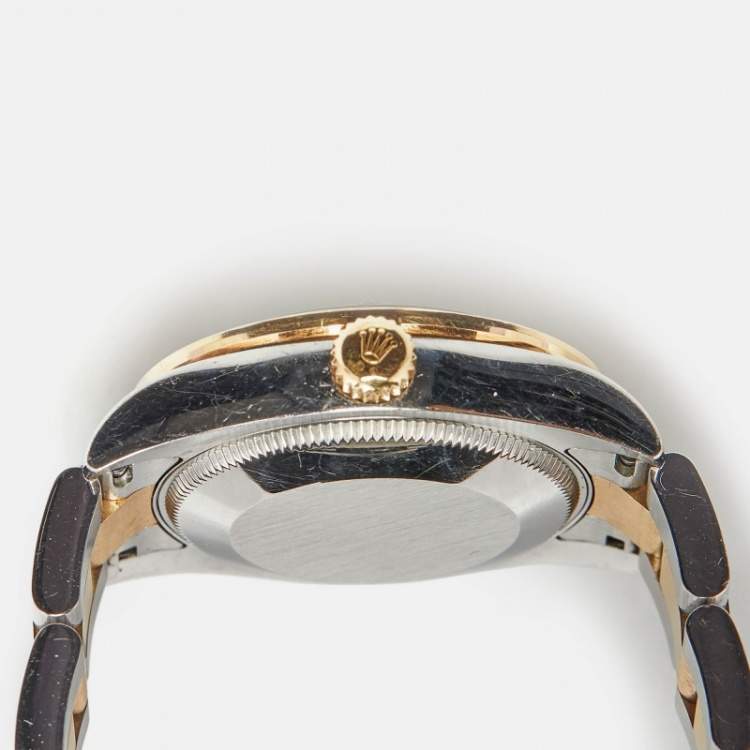 Pre Owned Rolex Datejust 178383-0020 White Mother Pearl Dial 18k Yellow Gold Stainless Steel Women's Wristwatch 31 mm