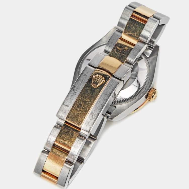 Pre Owned Rolex Datejust 178383-0020 White Mother Pearl Dial 18k Yellow Gold Stainless Steel Women's Wristwatch 31 mm