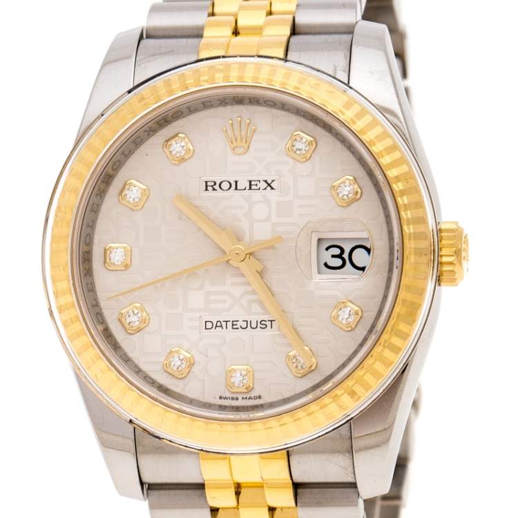Pre Owned Rolex Silver 18K Yellow Gold Stainless Steel Diamond Datejust II 116233 Women's Wristwatch 35MM