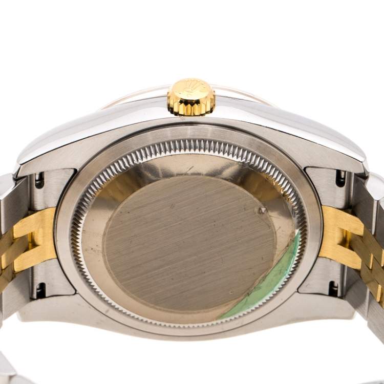 Pre Owned Rolex Silver 18K Yellow Gold Stainless Steel Diamond Datejust II 116233 Women's Wristwatch 35MM