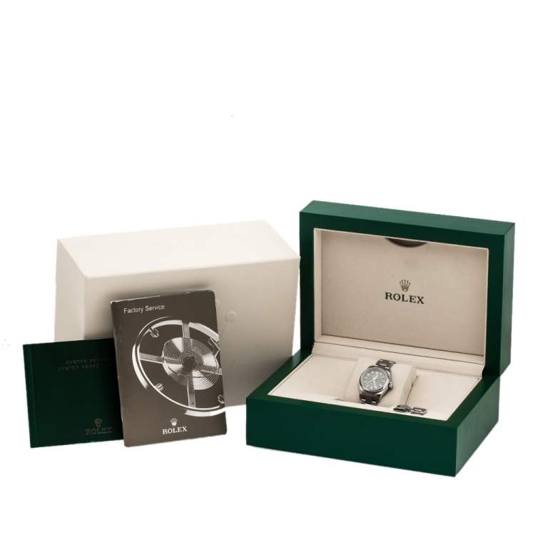Pre Owned Rolex Olive Green Stainless Steel Oyster Perpetual 176200OVSO Women's Wristwatch 26 mm