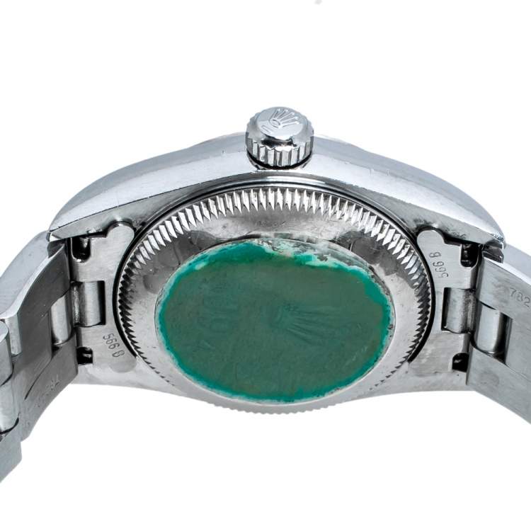 Pre Owned Rolex White 18K White Gold Stainless Steel Oyster Perpetual 76094 Women's Wristwatch 24 mm