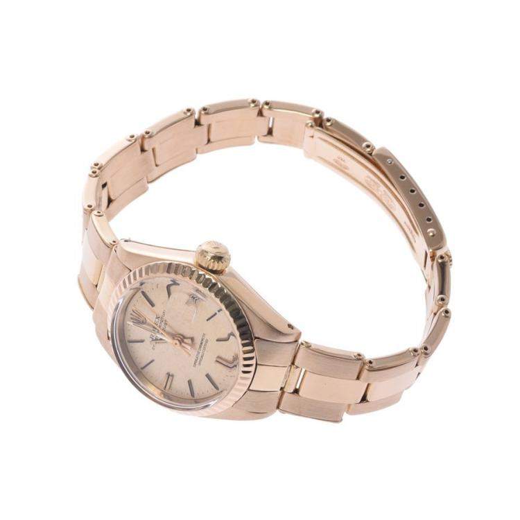 Pre Owned Rolex Champagne 18K Yellow Gold Datejust 6917 Vintage Women's Wristwatch 26 MM