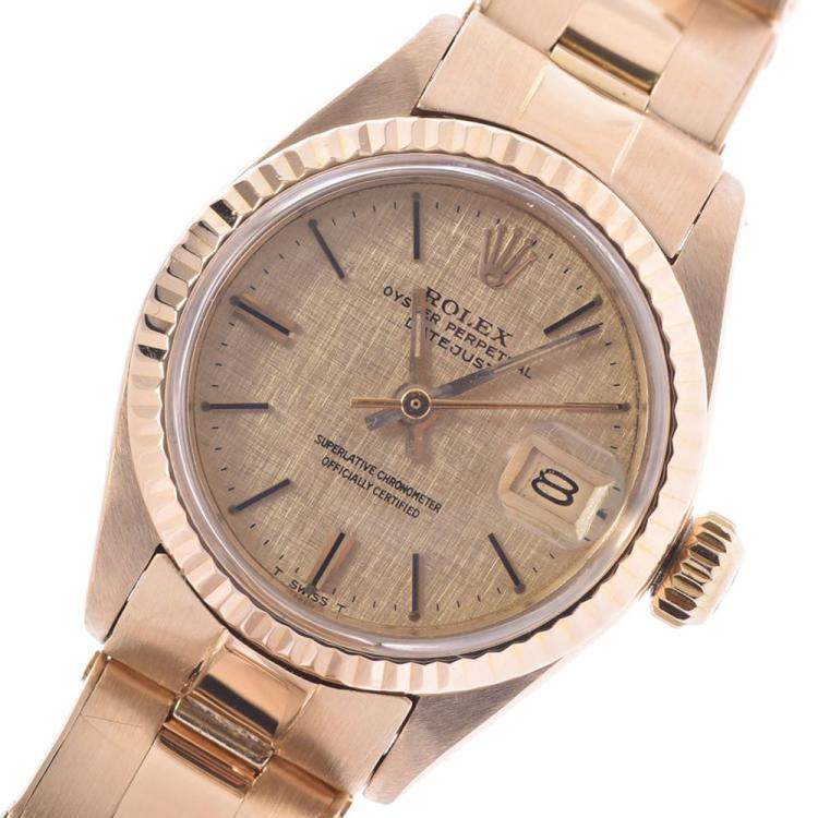 Pre Owned Rolex Champagne 18K Yellow Gold Datejust 6917 Vintage Women's Wristwatch 26 MM