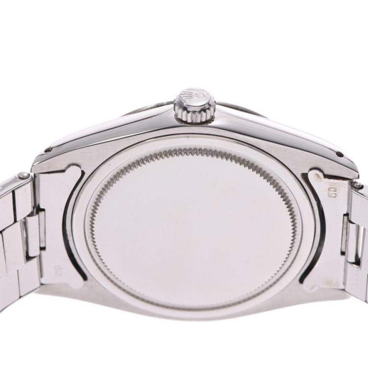 Pre Owned Rolex Silver Stainless Steel Oyster Date Precision 6694 Men's Wristwatch 34MM