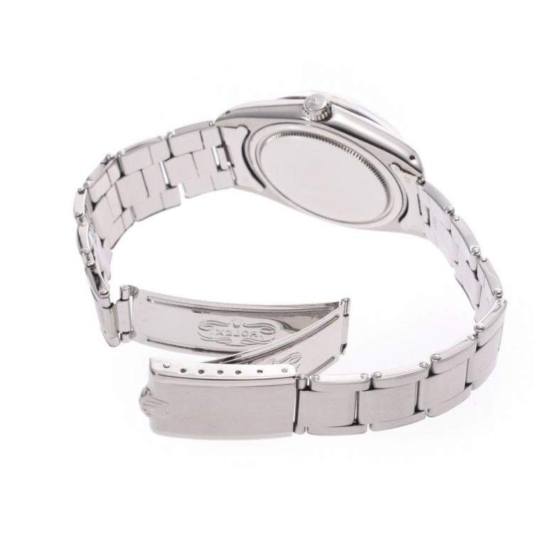 Pre Owned Rolex Silver Stainless Steel Oyster Date Precision 6694 Men's Wristwatch 34MM