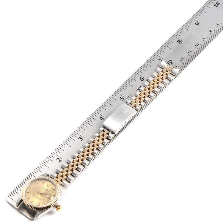 Pre Owned Rolex Champagne Diamonds 18K Yellow Gold And Stainless Steel Datejust 68273 Women's Wristwatch 31 MM