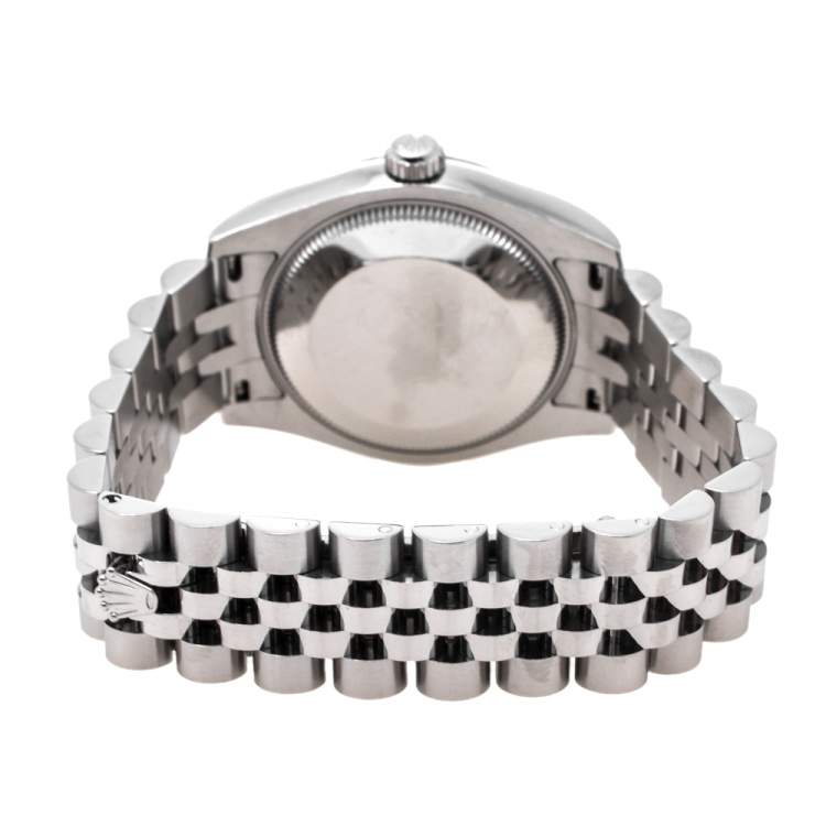 Pre Owned Rolex Bronze 18K White Gold Stainless Steel Diamond Datejust 178274 Women's Wristwatch 31 mm
