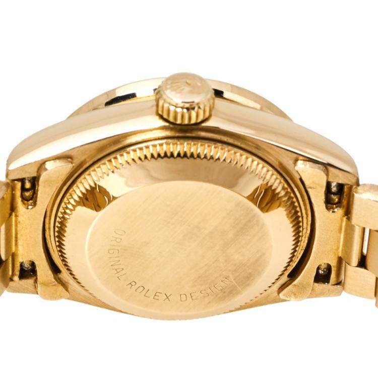 Pre Owned Rolex Champagne 18K Yellow Gold Diamond Datejust 69158 Women's Watch 26 mm
