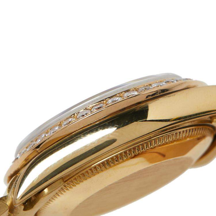 Pre Owned Rolex Champagne 18K Yellow Gold Diamond Datejust 69158 Women's Watch 26 mm