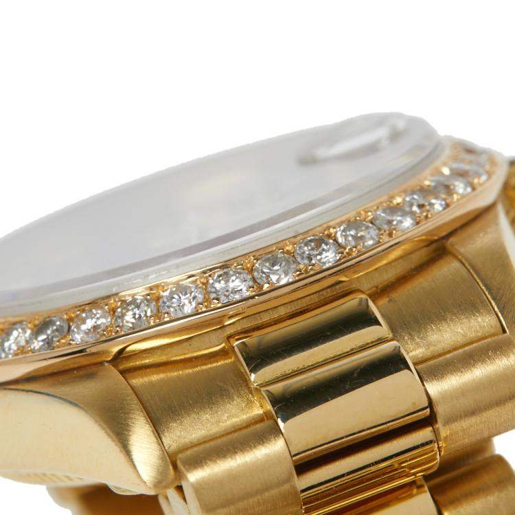 Pre Owned Rolex Champagne 18K Yellow Gold Diamond Datejust 69158 Women's Watch 26 mm