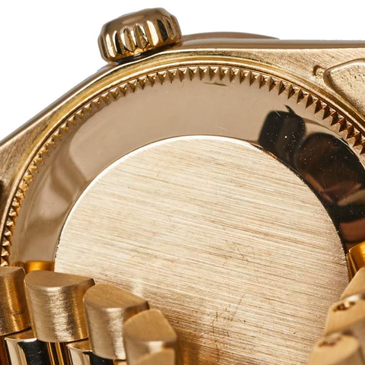 Pre Owned Rolex Black 18K Yellow Gold Diamond Datejust 68278 Women's Wristwatch 31 mm