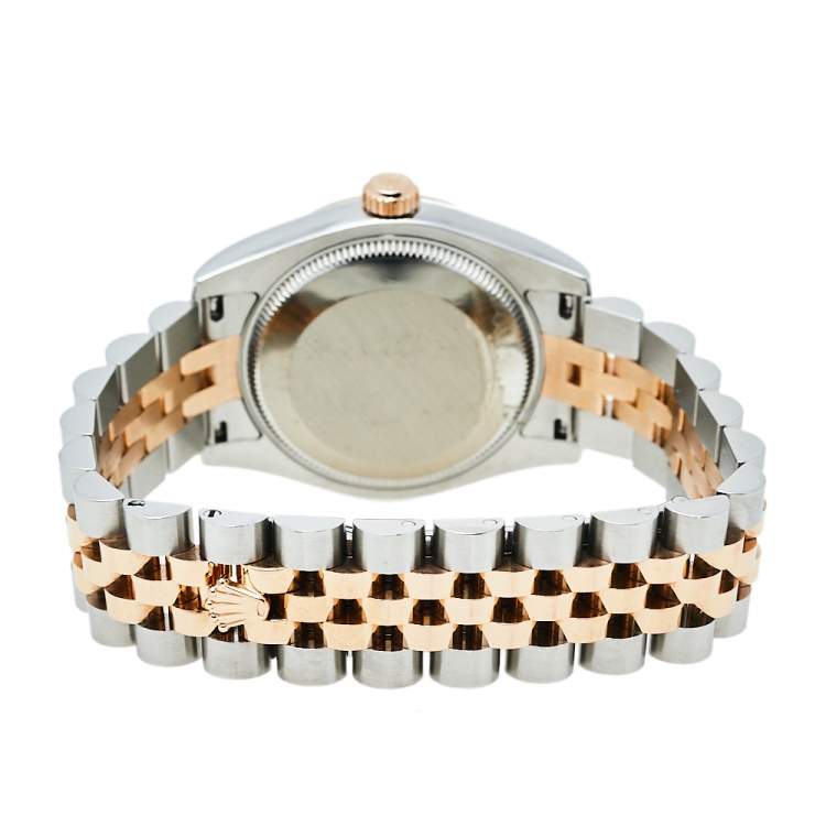 Pre Owned Rolex Mother Of Pearl 18K Rose Gold & Stainless Steel Diamond Datejust 178271 Women's Wristwatch 31 mm