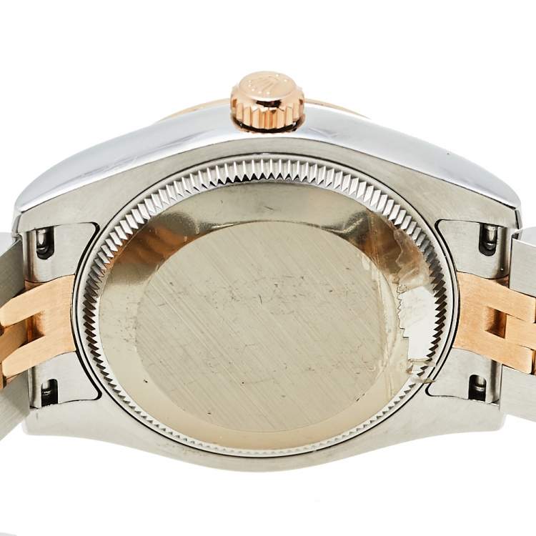 Pre Owned Rolex Mother Of Pearl 18K Rose Gold & Stainless Steel Diamond Datejust 178271 Women's Wristwatch 31 mm