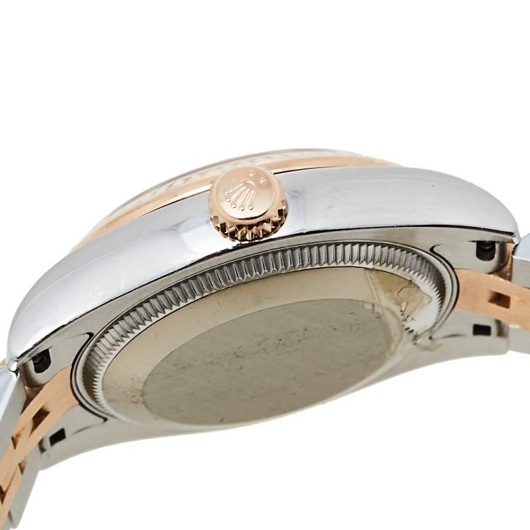 Pre Owned Rolex Mother Of Pearl 18K Rose Gold & Stainless Steel Diamond Datejust 178271 Women's Wristwatch 31 mm