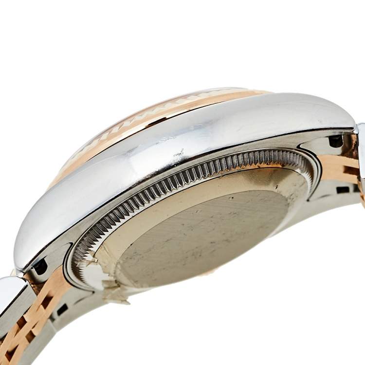 Pre Owned Rolex Mother Of Pearl 18K Rose Gold & Stainless Steel Diamond Datejust 178271 Women's Wristwatch 31 mm