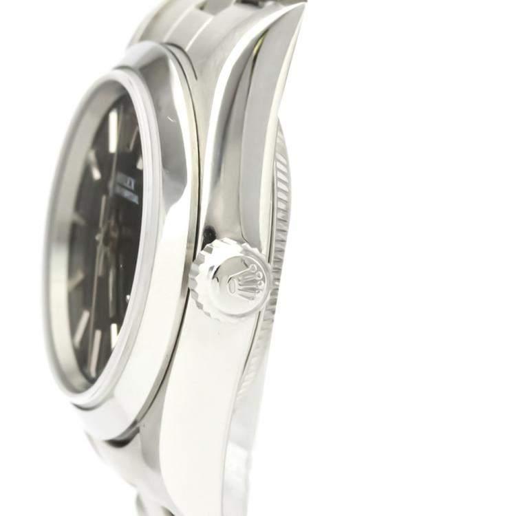 Pre Owned Rolex Black Stainless Steel Oyster Perpetual 76080 Automatic Women's Wristwatch 24 MM