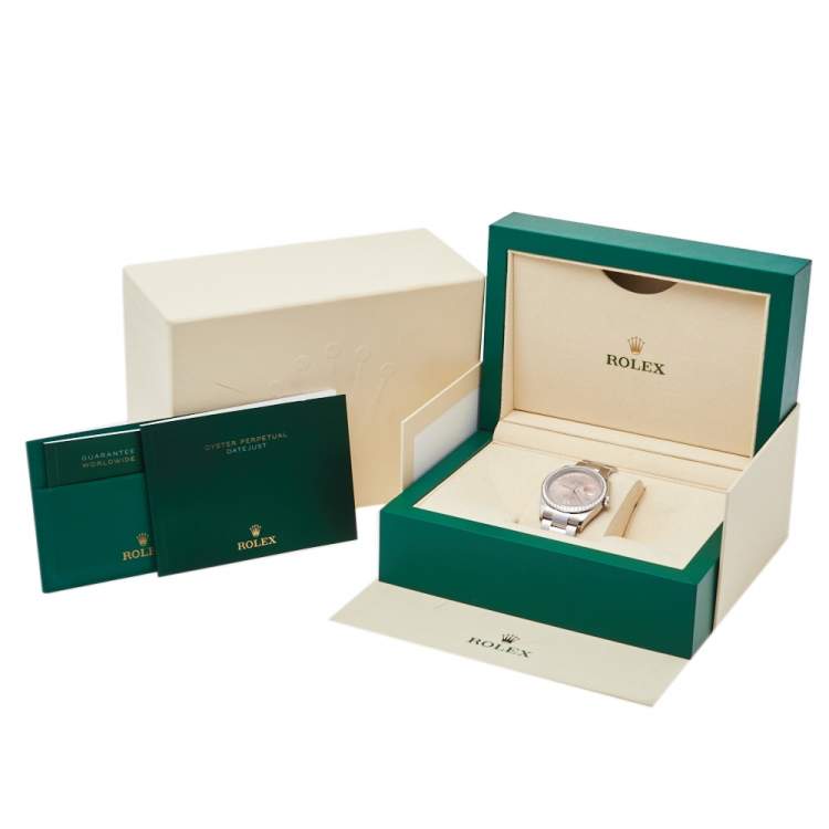 Pre Owned Rolex Pink 18K White Gold & Stainless Steel Diamonds Oyster Perpetual Datejust 126284RBR Women's Wristwatch 36 mm