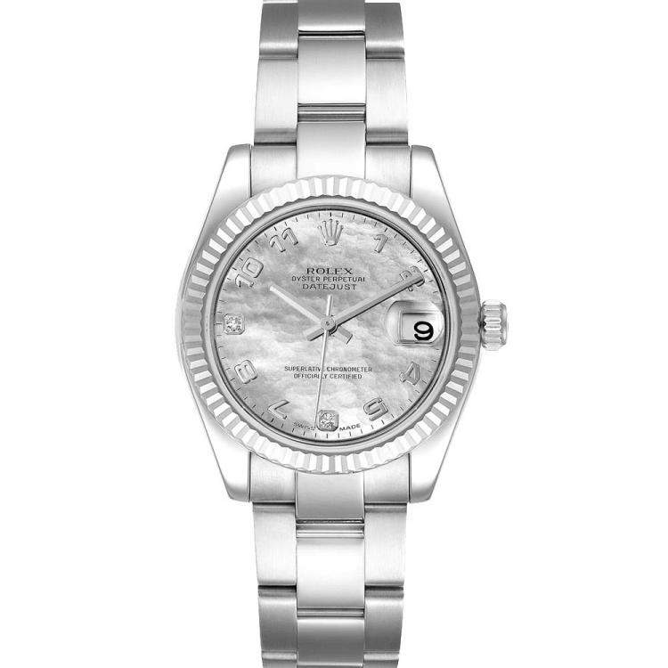 rolex oyster perpetual datejust 18k white gold womens