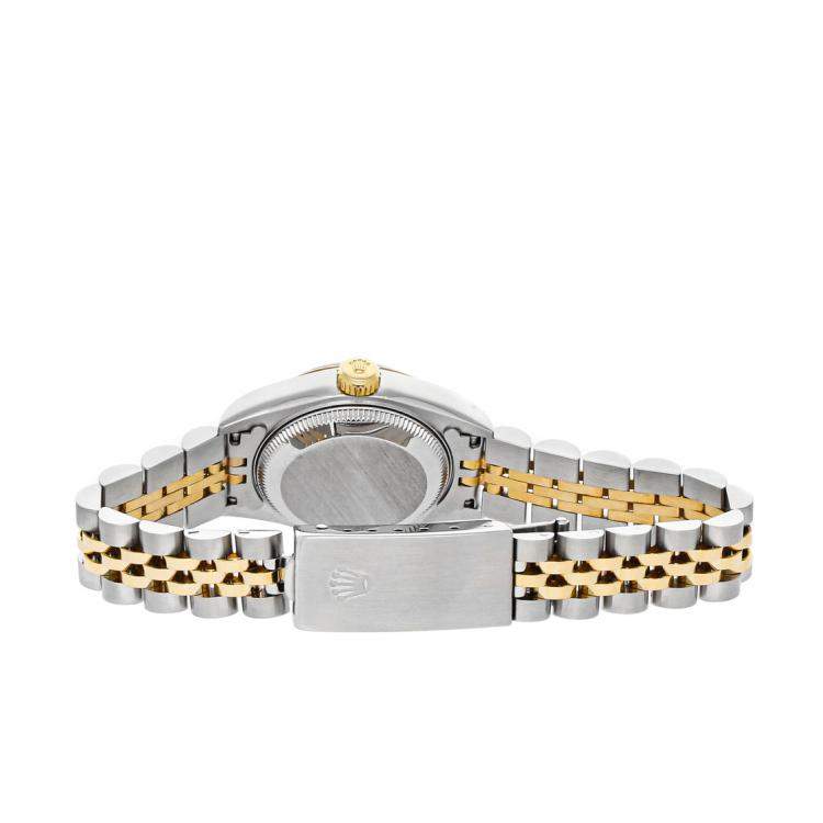 Pre Owned Rolex Silver 18k Yellow Gold And Stainless Steel Datejust 69173 Women's Wristwatch 26 MM