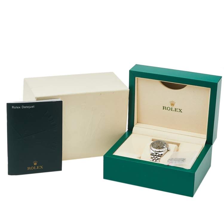Pre Owned Rolex Floral Rhodium 18K White Gold Stainless Steel Diamond Datejust 178344RFJ Women's Wristwatch 31 mm