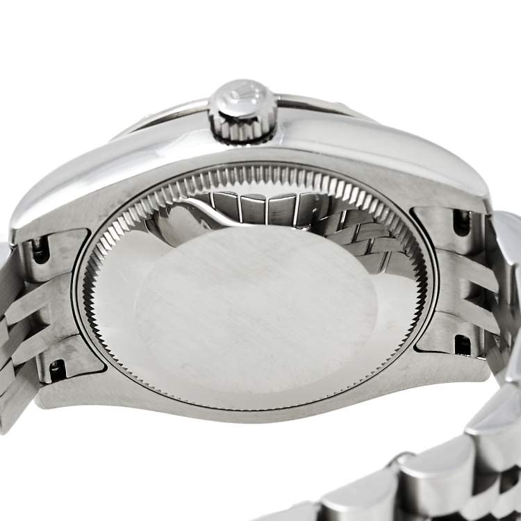 Pre Owned Rolex Floral Rhodium 18K White Gold Stainless Steel Diamond Datejust 178344RFJ Women's Wristwatch 31 mm