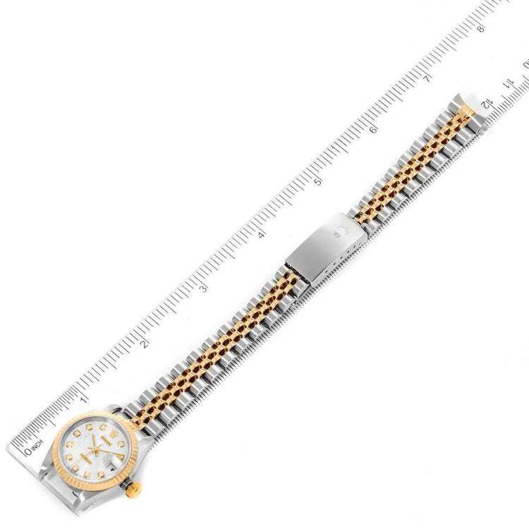 Pre Owned Rolex Silver Diamonds 18K Yellow Gold And Stainless Steel Datejust 79173 Women's Wristwatch 26 MM
