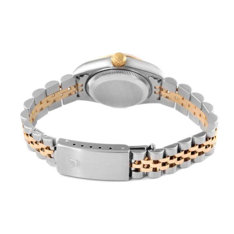 Pre Owned Rolex Silver Diamonds 18K Yellow Gold And Stainless Steel Datejust 79173 Women's Wristwatch 26 MM
