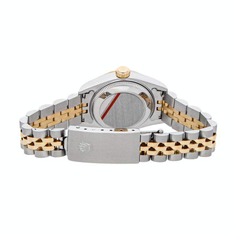 Pre Owned Rolex Silver Diamonds 18K Yellow Gold And Stainless Steel Datejust 79173 Women's Wristwatch 26 MM